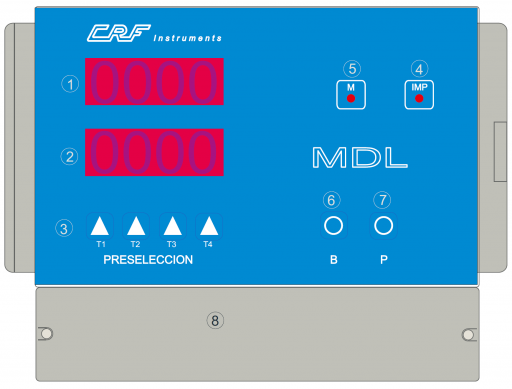 Display y botones del contador de litros MDL-RBC